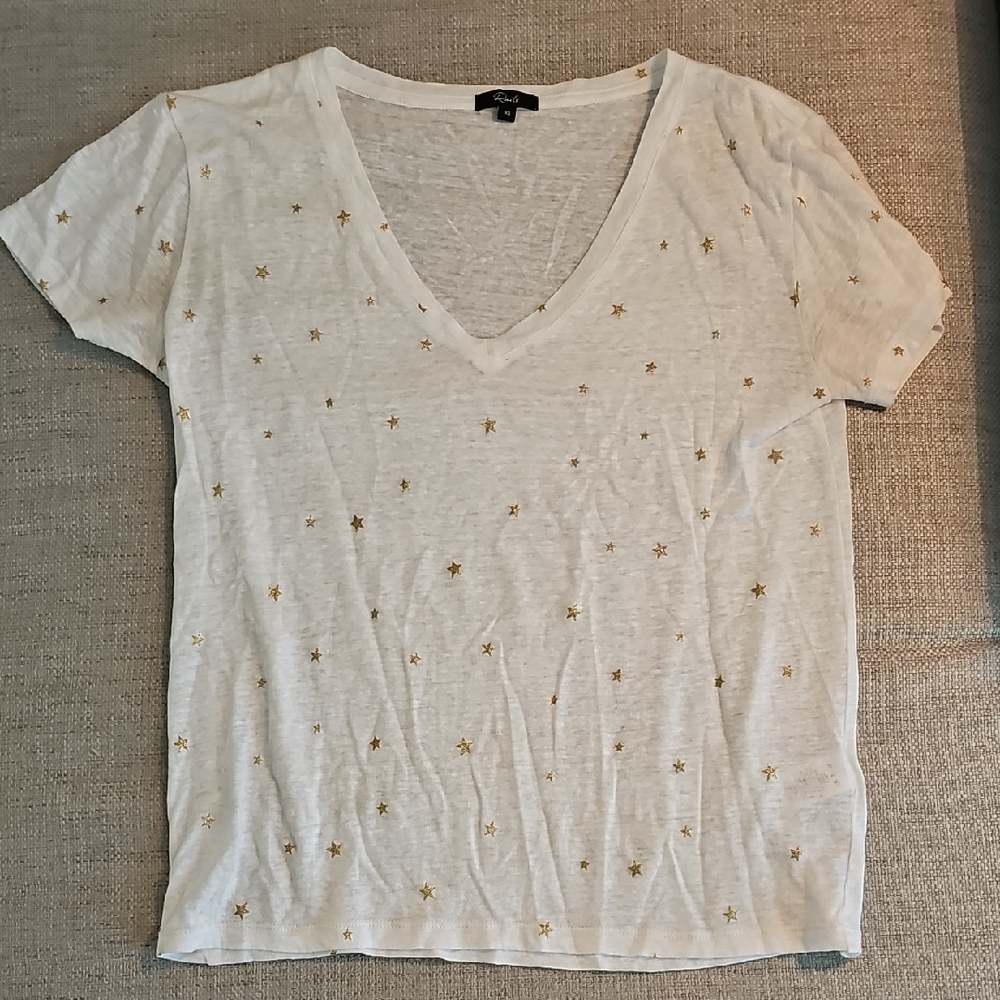 Rails White Short Sleeve Tee With Gold Stars